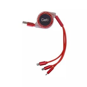 Geti Kabel Geti GCU 02 USB 3v1 červený samonavíjecí