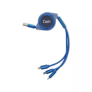 Geti Kabel Geti GCU 03 USB 3v1 modrý samonavíjecí