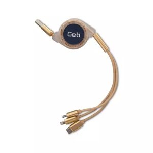 Geti Kabel Geti GCU 05 USB 3v1 zlatý samonavíjecí