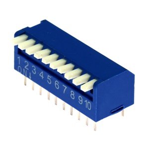 DIP přepínač PIANO 10pólový RM2.54 modrý Kaifeng KF1002-10PG-BLUE