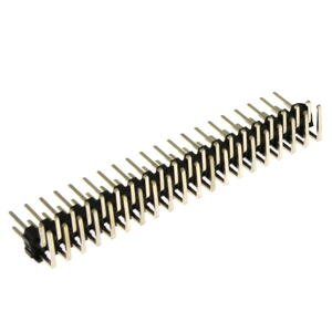 Lámací kolíková lišta dvouřadá 2x20 pinů RM2.54mm pozlacená úhlová 90° Xinya 112-A-D R 40G
