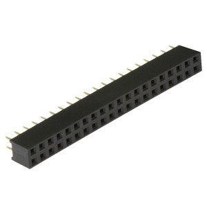Dutinková lišta dvouřadá 2x20 pinů RM2.54mm pozlacená přímá Xinya 114-A-D S 40G [D 5.7mm]