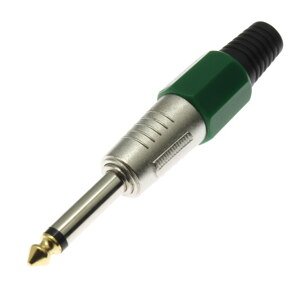 Vidlice Jack kovová 6.3mm na kabel MONO zelená