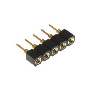 Dutinková lišta jednořadá 5 pinů RM2.54mm pozlacená precizní přímá Xinya 131-S-05-05