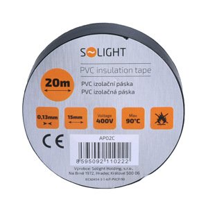 SOLIGHT AP02C izolační páska, 15mm x 0,13mm x 20m, černá