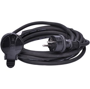 SOLIGHT PS30 prodlužovací kabel - spojka, 1 zásuvka, 5m, 3 x 1,5mm2, gumová, černá