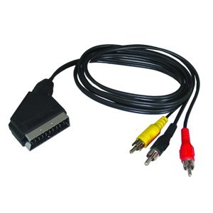 SOLIGHT SSV0301E SCART kabel, SCART konektor - 3x CINCH konektor, přepínatelný, 1m, sáček
