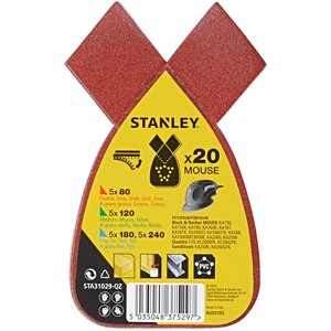 STANLEY STA31029 sada brusných papírů Mouse (P80, P120, P180, P240) - 20 ks