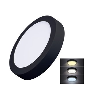 SOLIGHT WD172-B LED mini panel CCT, přisazený, 18W, 1530lm, 3000K, 4000K, 6000K, kulatý, černá barva